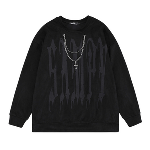 Hip Hop Suede Alphabet Sweatshirt