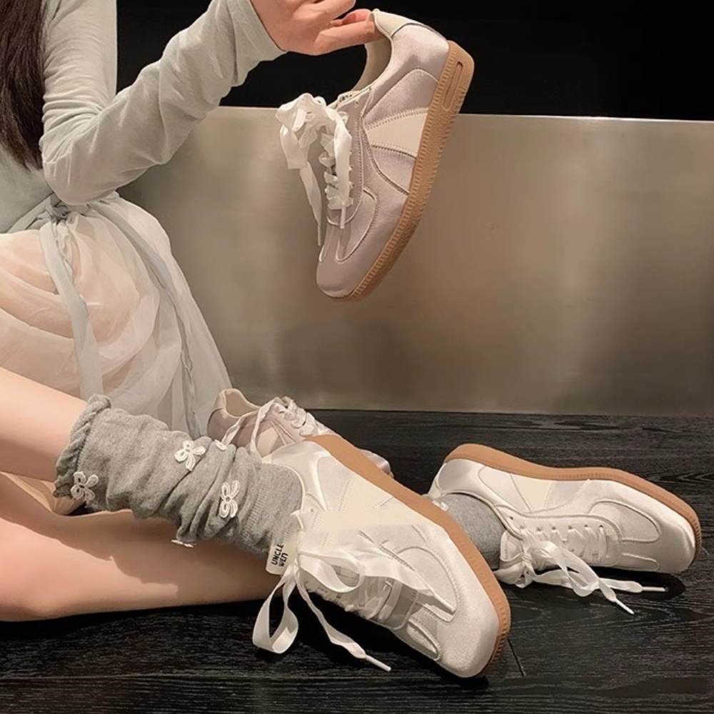 Women's Casual Satin Square Toe Sneakers