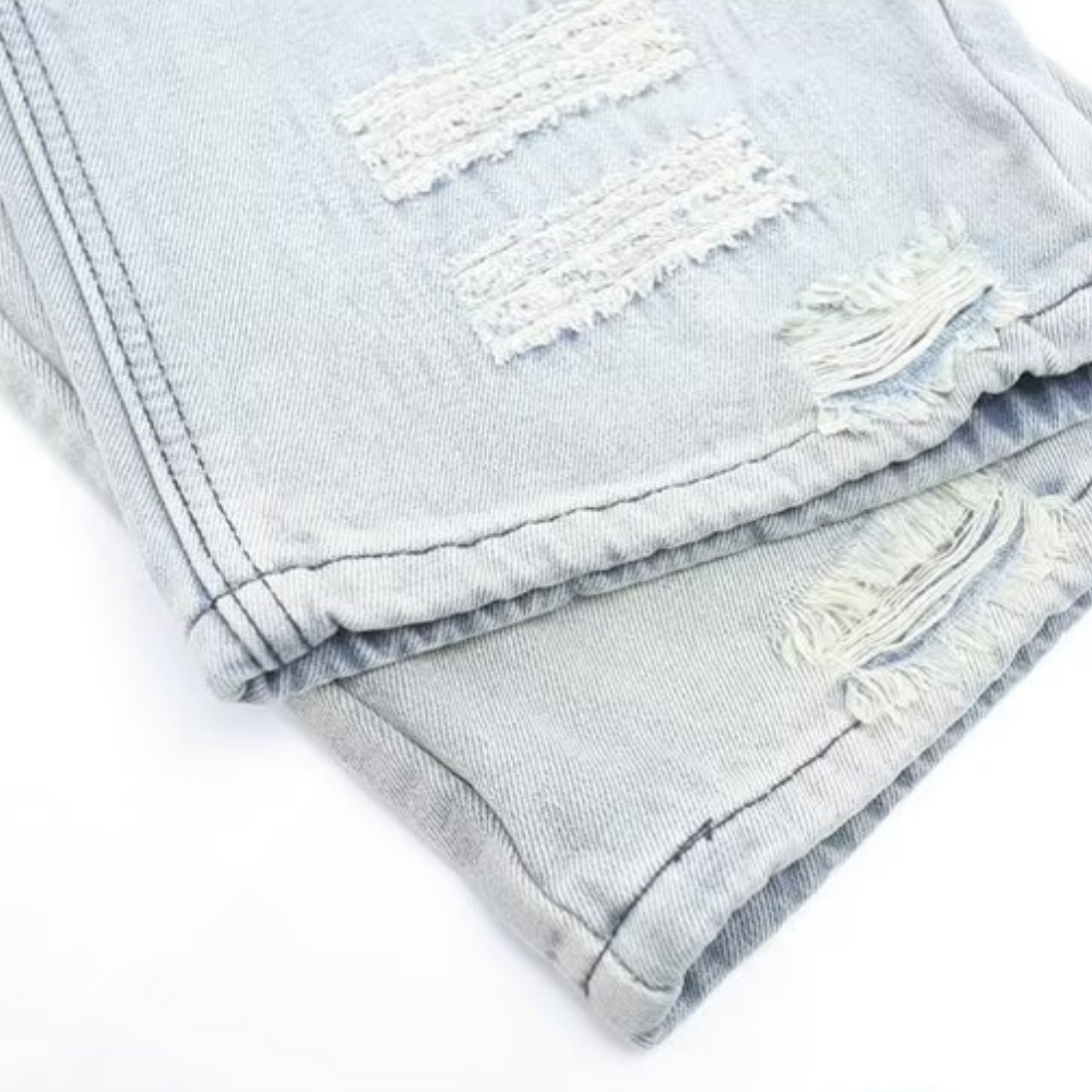 American high street damage ripped straight jeans