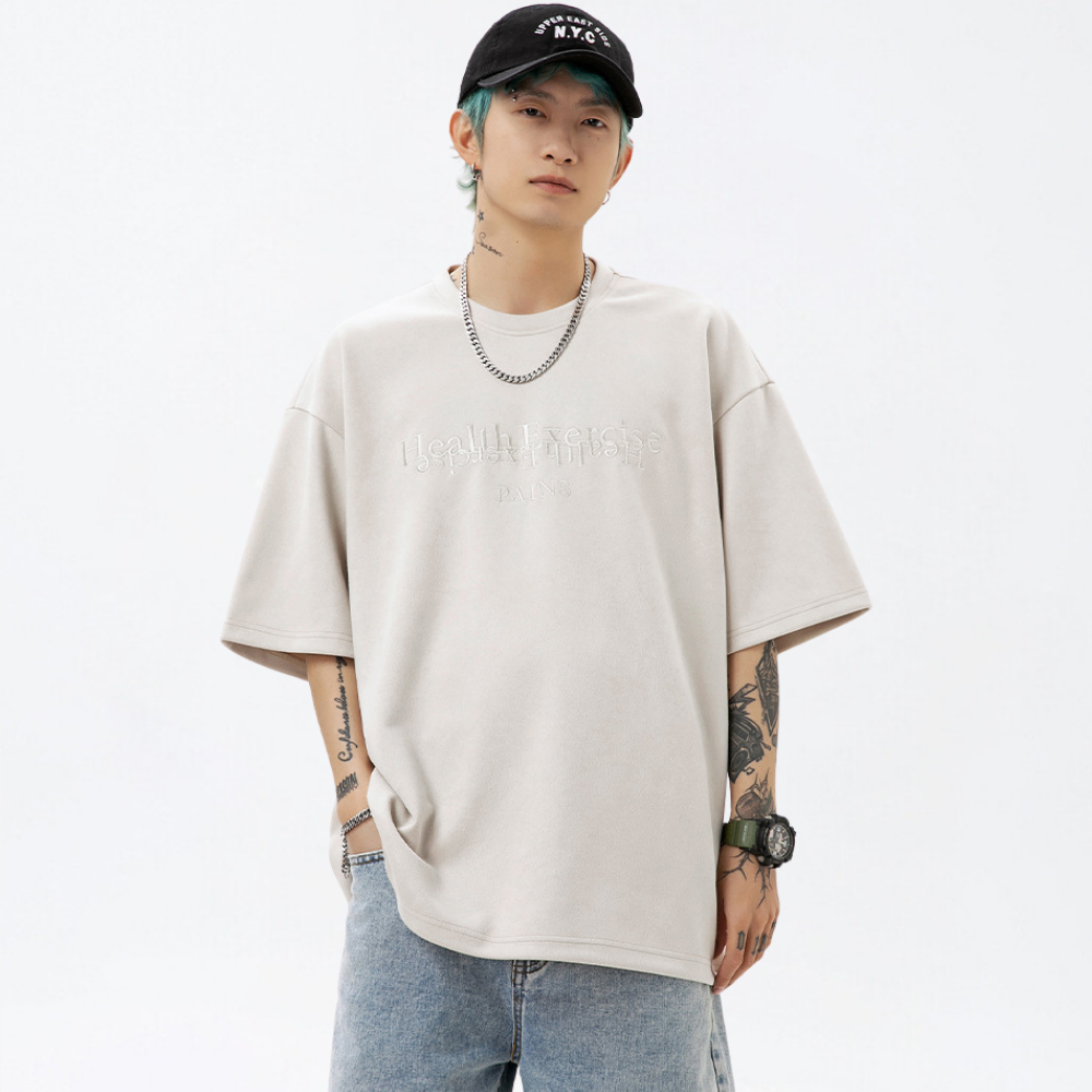Suede Heavy Embroidery Suede T-Shirt
