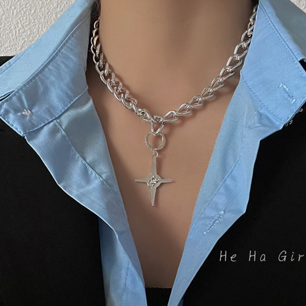 Dark Cross Star Necklace