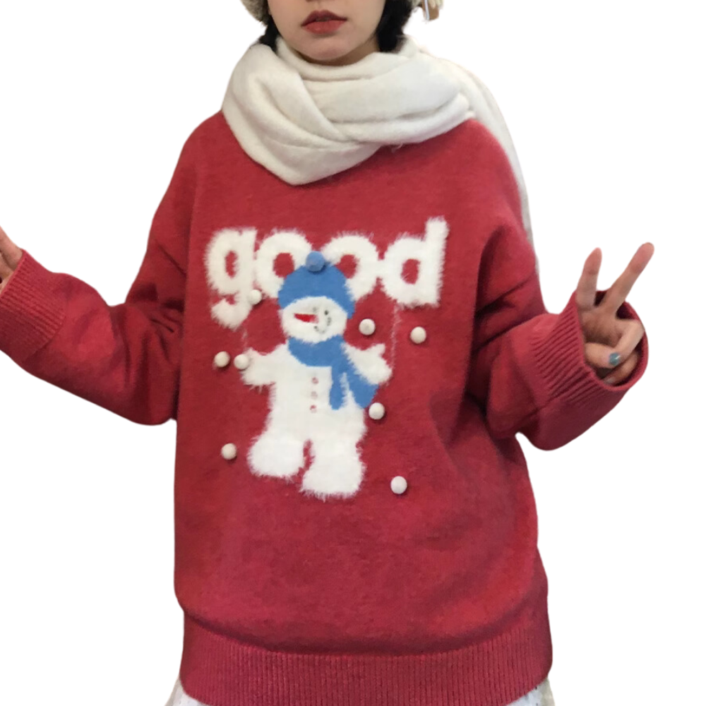 Women's Snowman Crew Neck Sweater