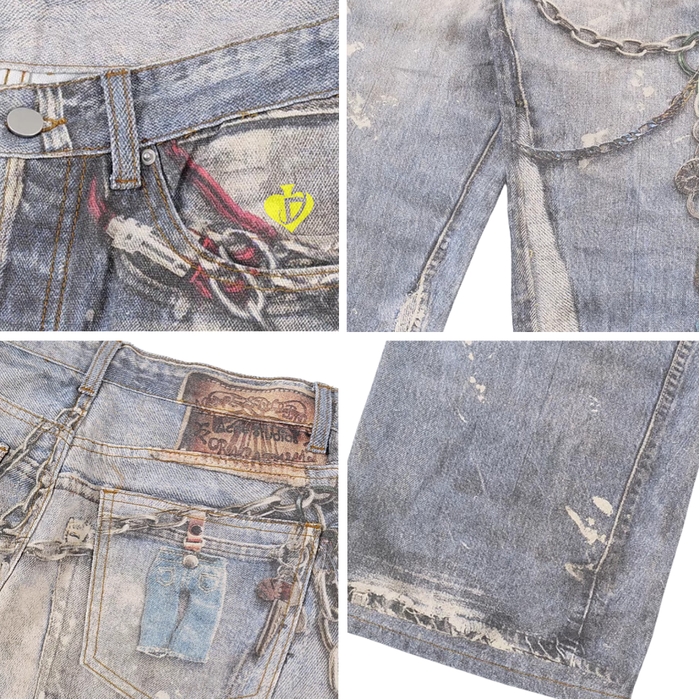 DF | Tie-Dye Chain Digital Print Jeans