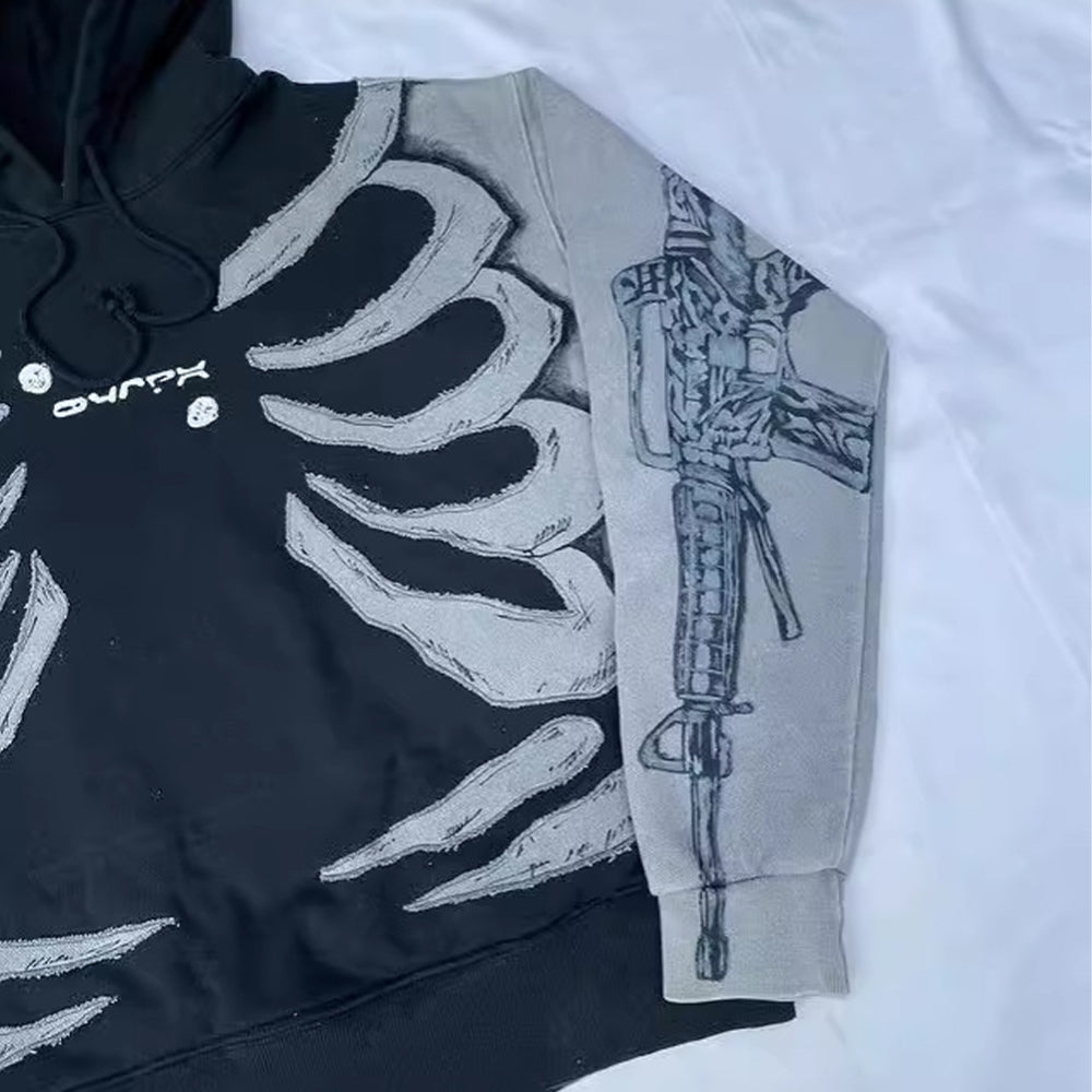 AokLok Skeleton Machine Gun Hoodie