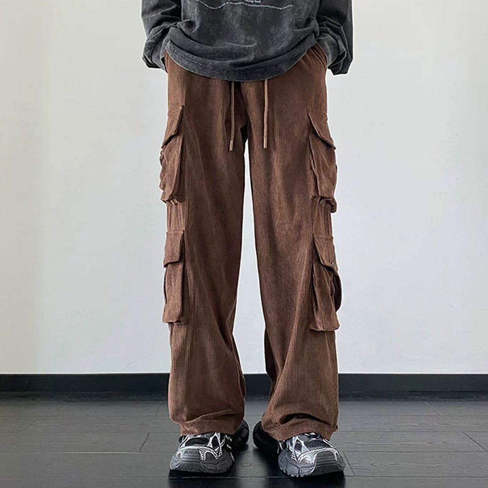 Retro Corduroy Multi-pocket Sweatpants