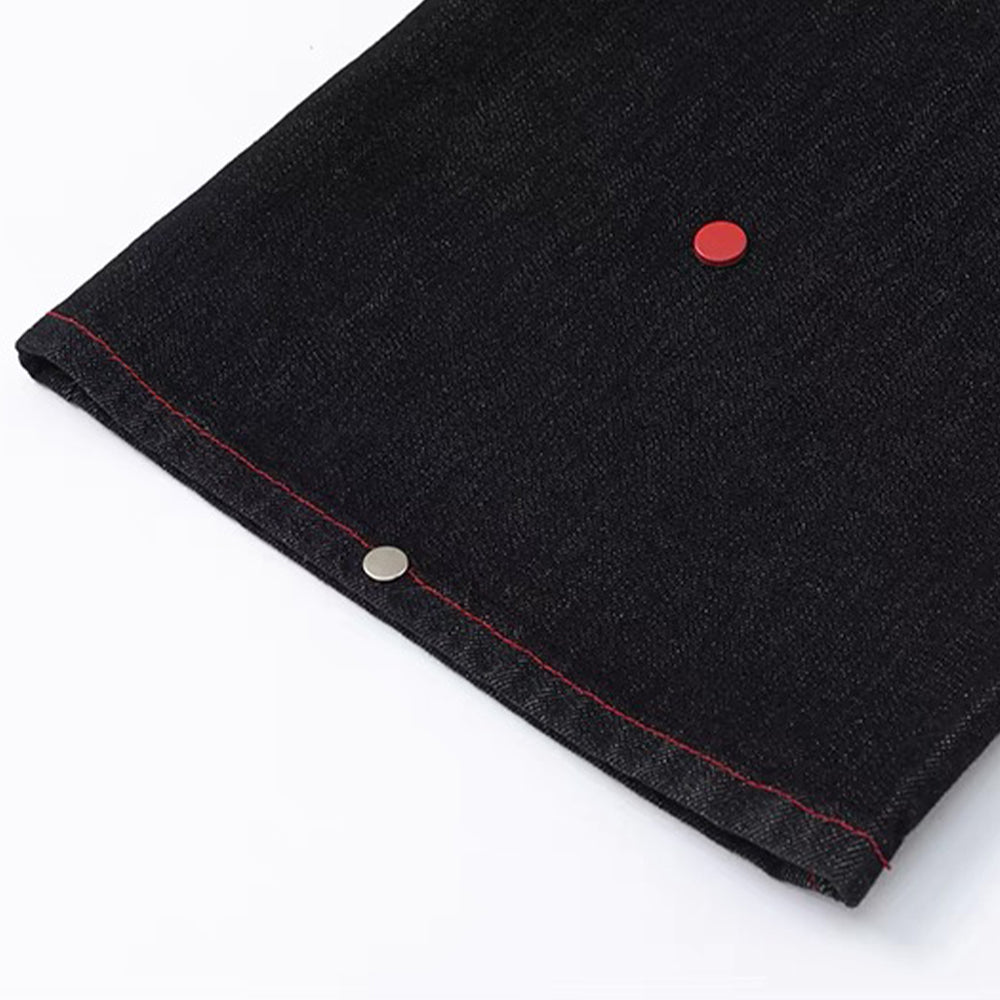 Plaid Patchwork Design Retro Jeans