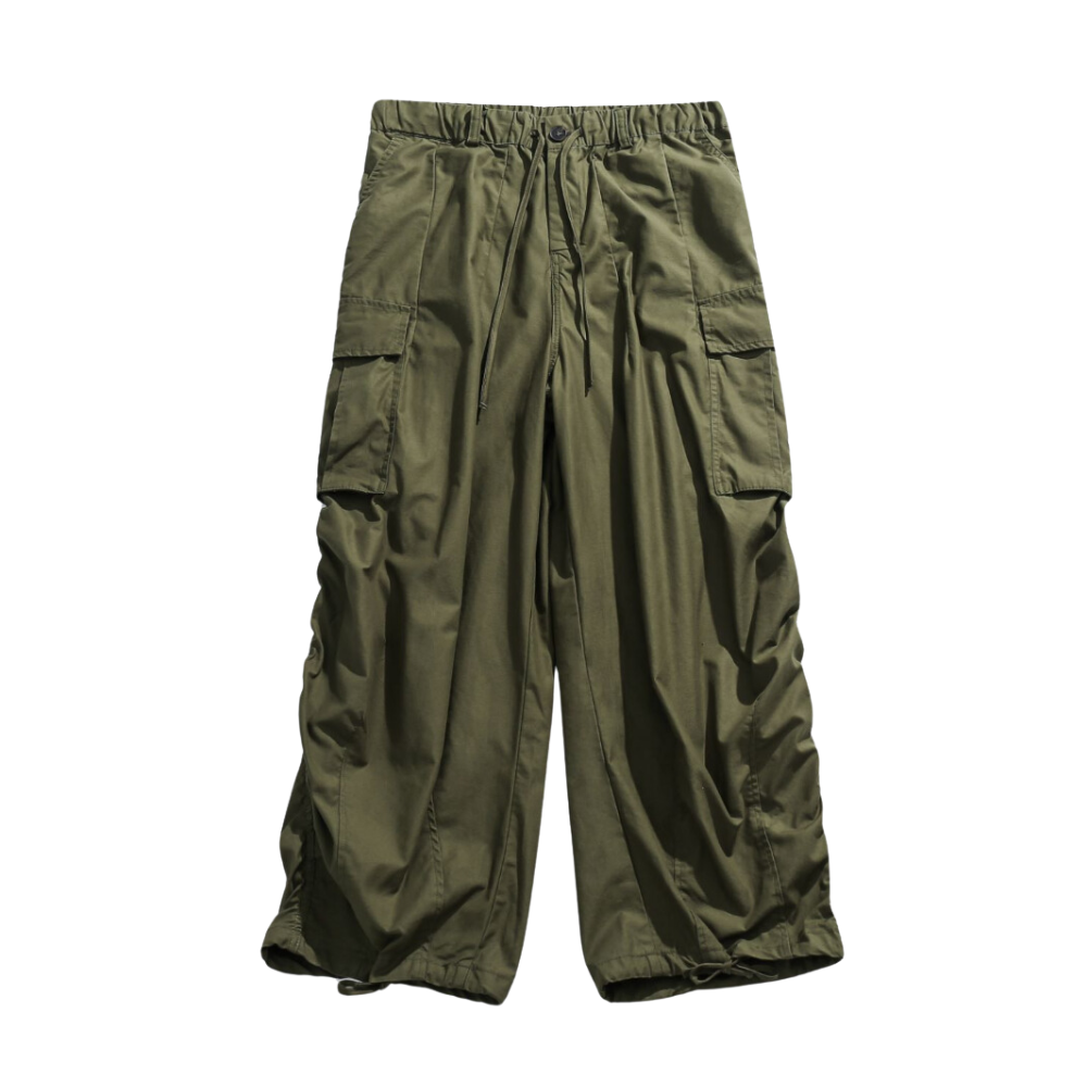 Japanese Solid Color Folded Cargo Pants