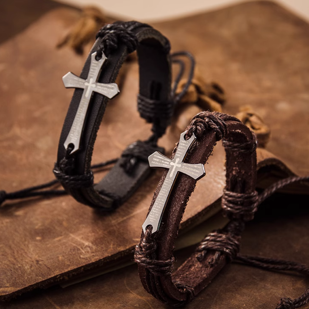 Retro Cross Leather Bracelet
