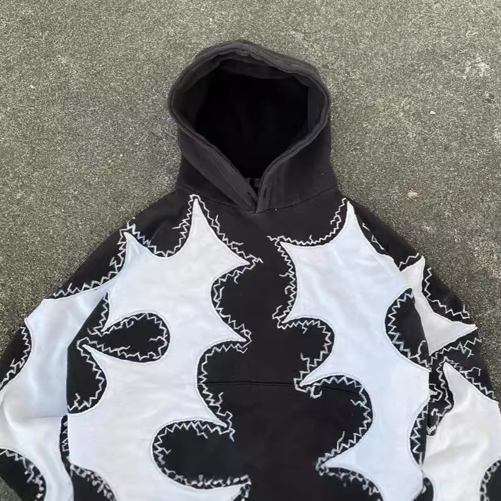 AokLok B&W Stitching Heavy Craft Hoodie