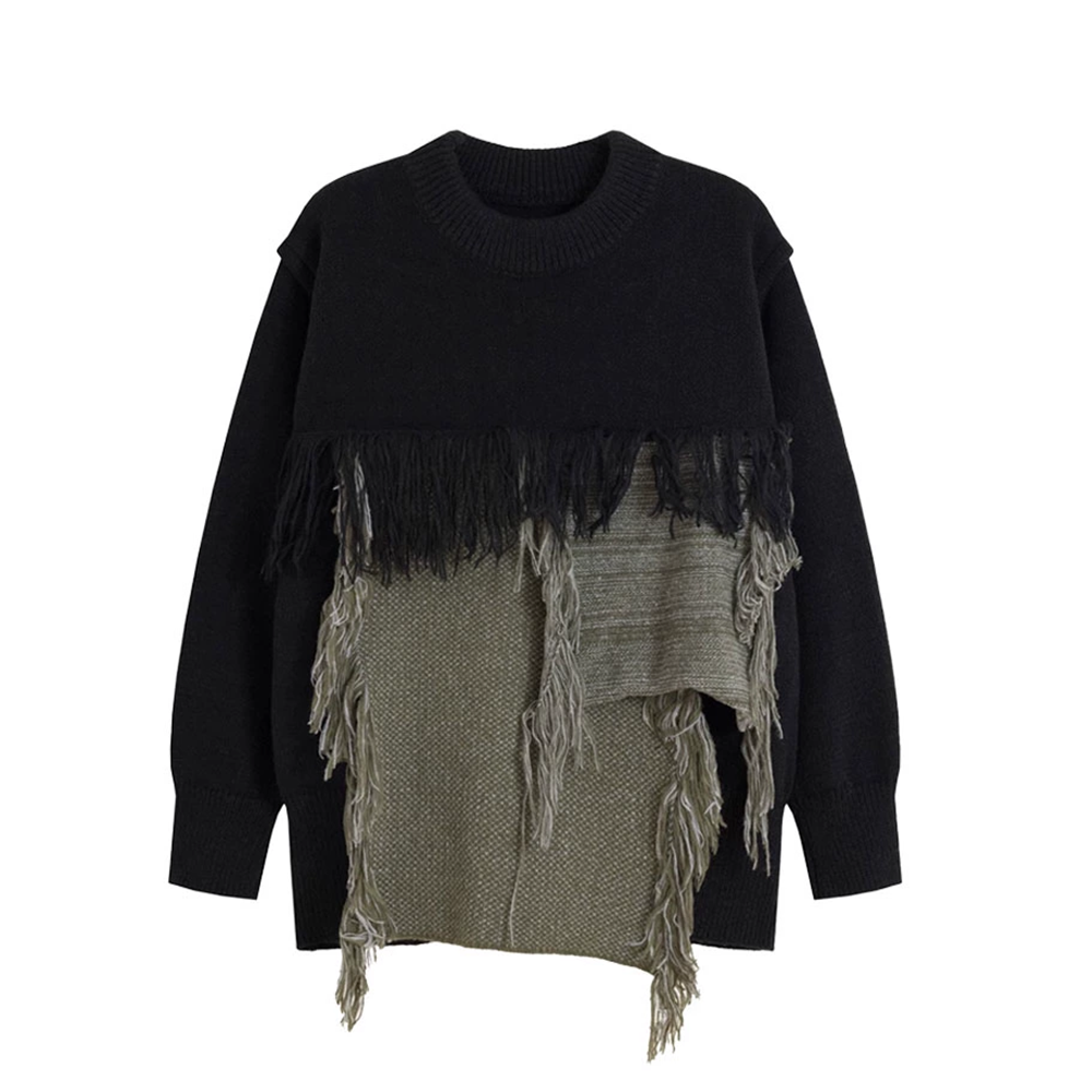 Heavy Design Tassel Splicing Sweater