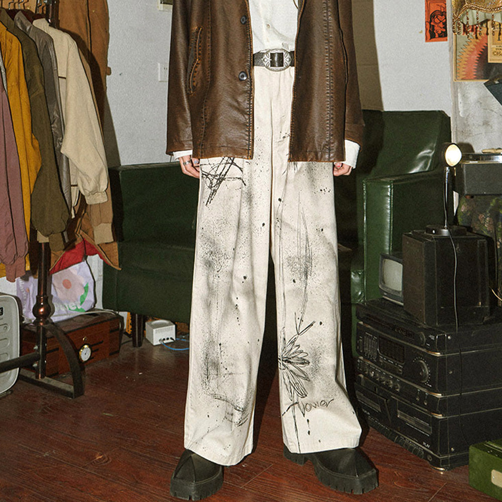 DF White And Black Ink Design Jeans