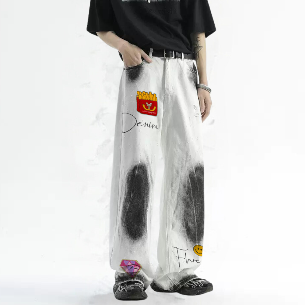 DF| Tie-Dye Keep Smiling Patch Jeans