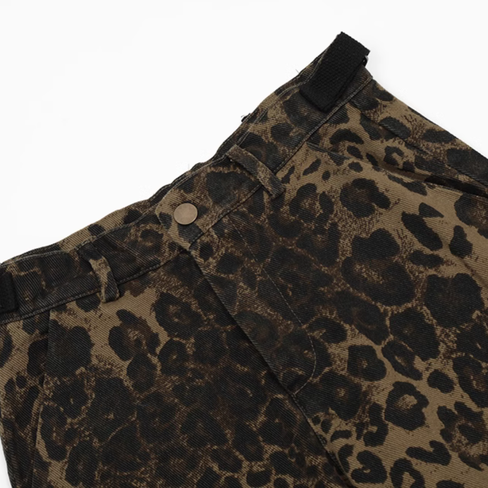 High Street Leopard Cargo Jeans
