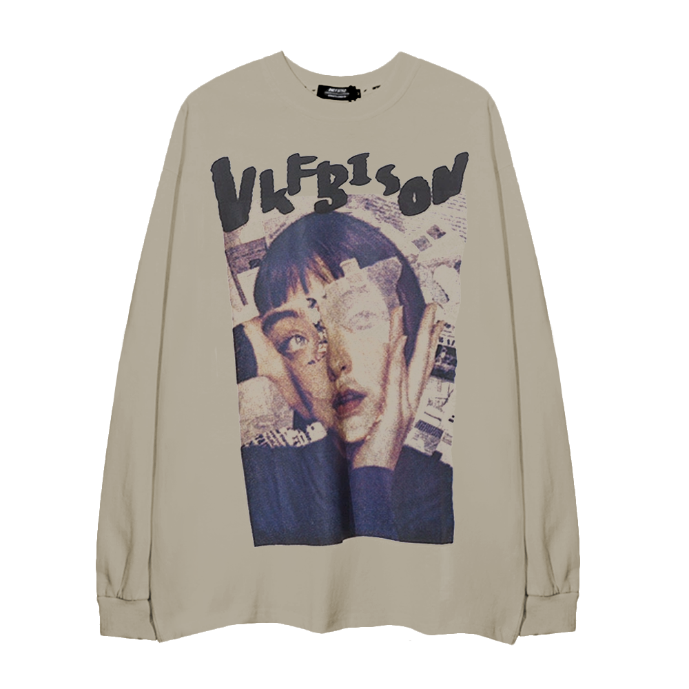 Newspaper Splicing Sense Long-Sleeve Shirt