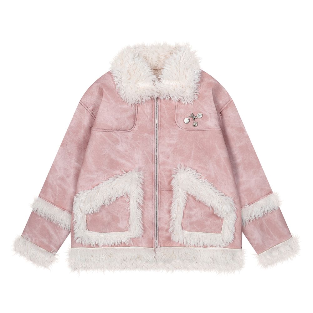 【NOW TREND】Retro Suede Fur Collar Coat