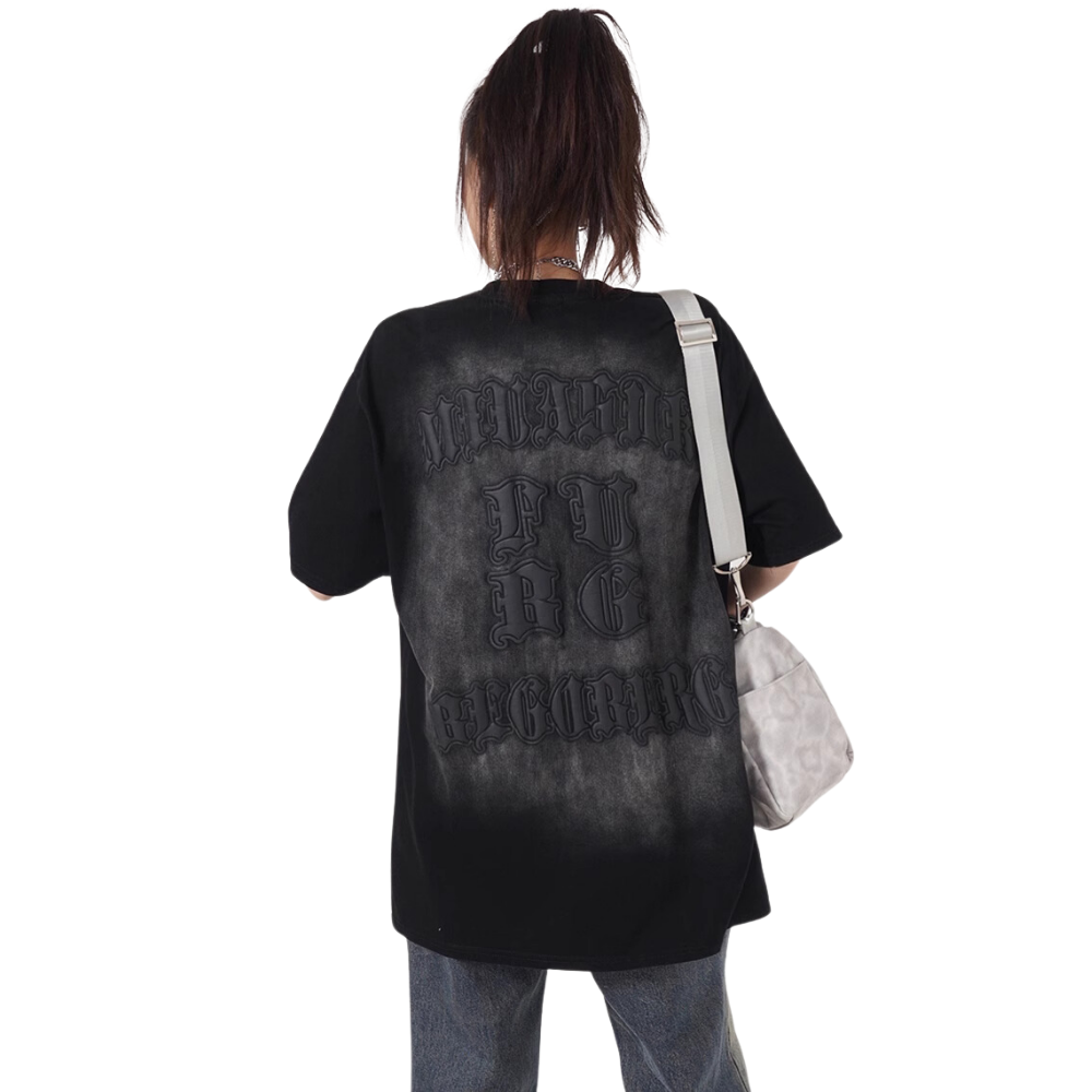 Retro 3D Gothic Lettering Washed T-shirt
