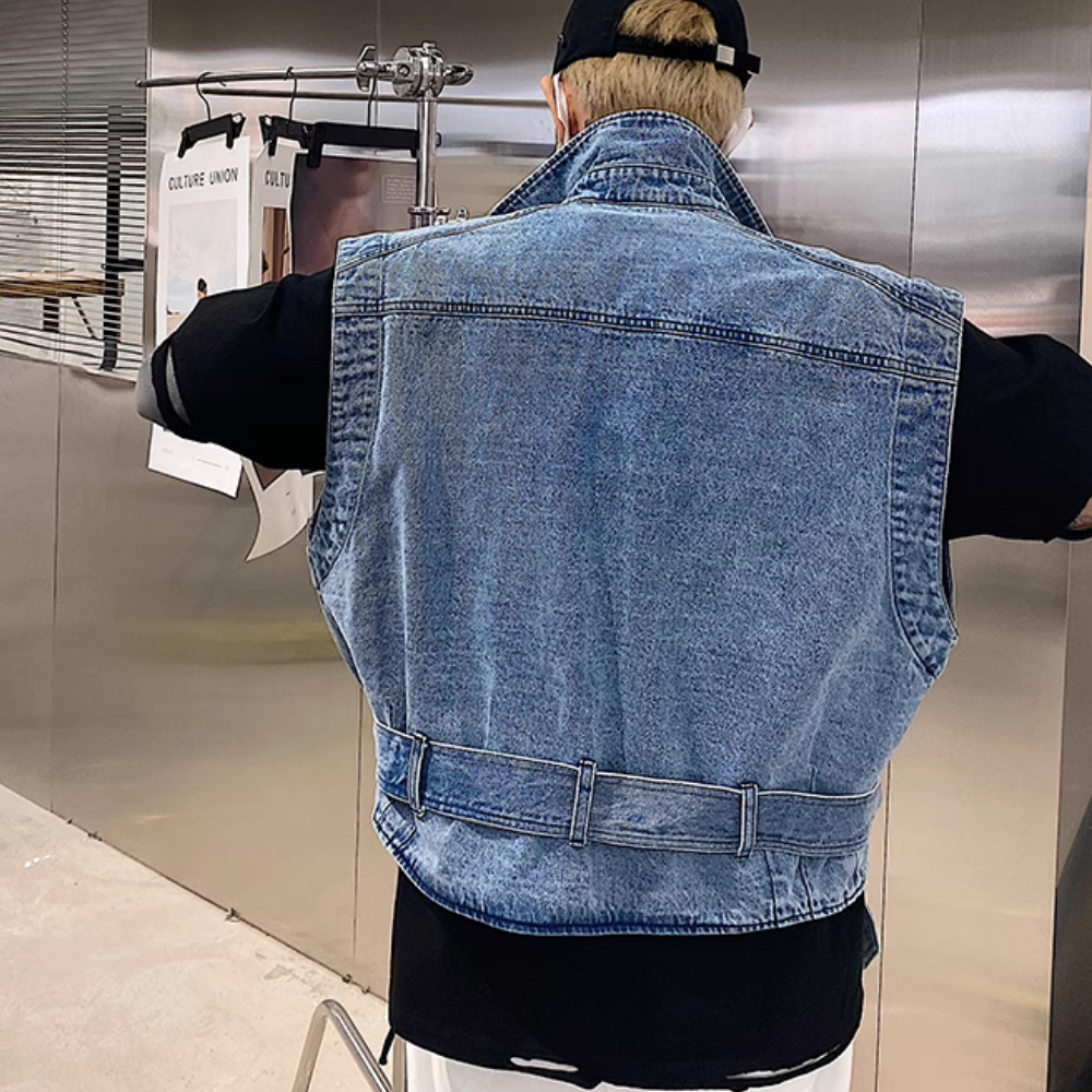 High Street Multi-Pocket Cargo Denim Vest