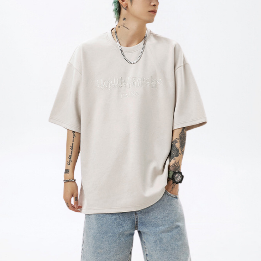 Suede Heavy Embroidery Suede T-Shirt
