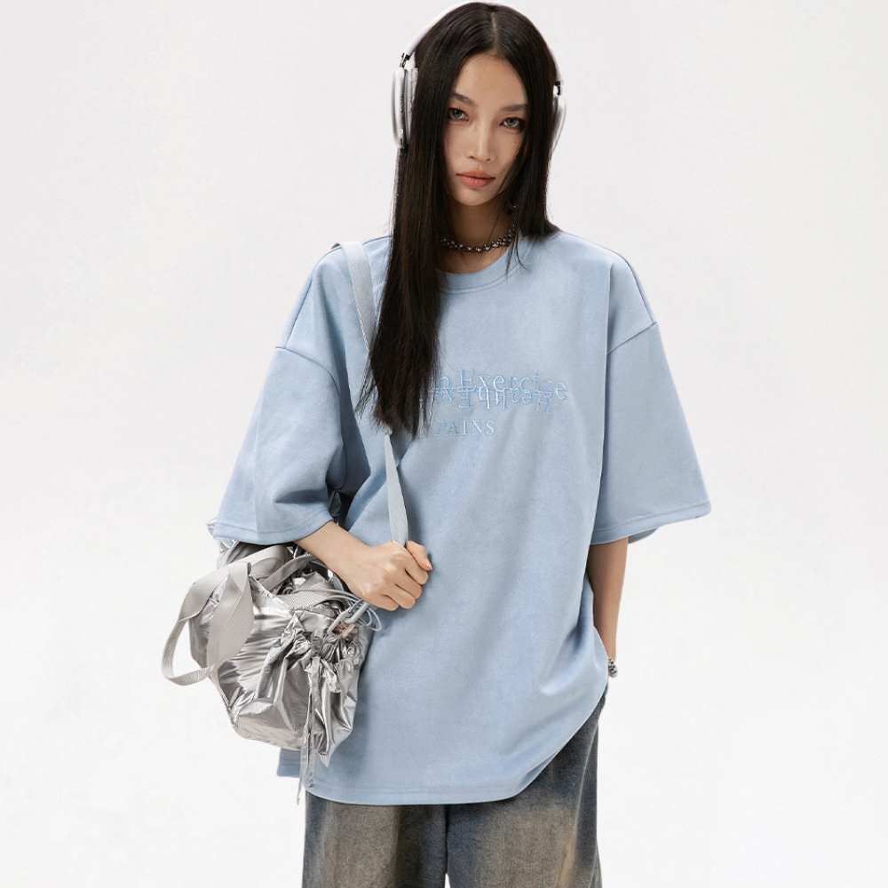 Suede Heavy Embroidery Suede T-Shirt