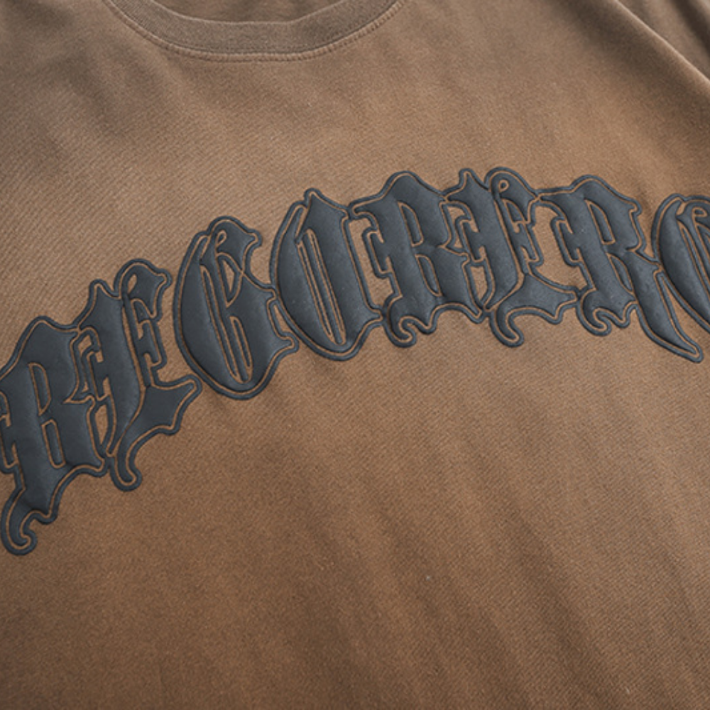 Retro 3D Gothic Lettering Washed T-shirt