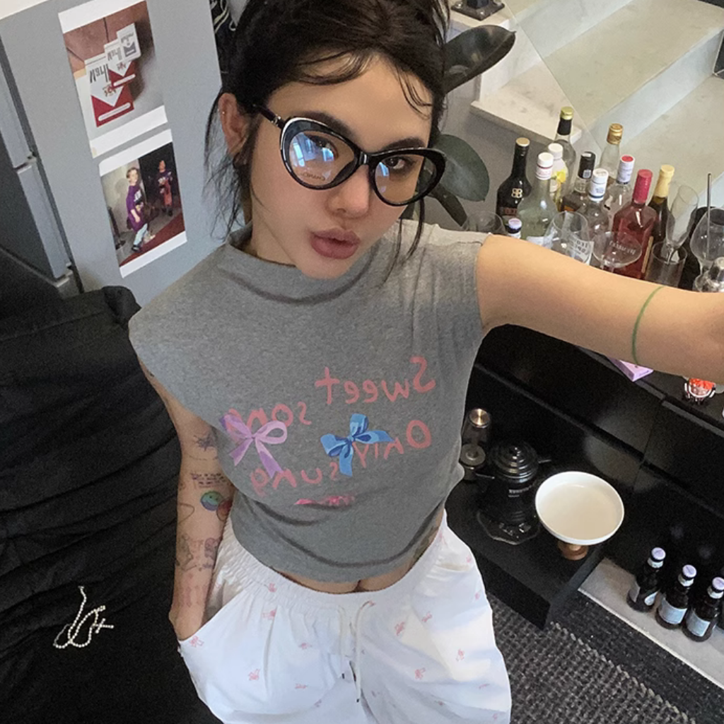 Women's Sweet Bow Half Turtle Neck T-Shirt