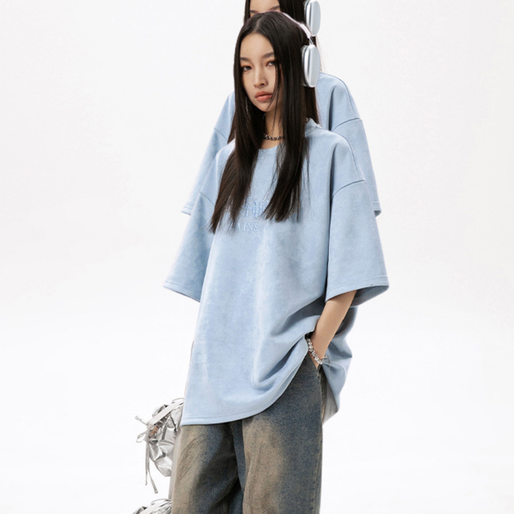 Suede Heavy Embroidery Suede T-Shirt