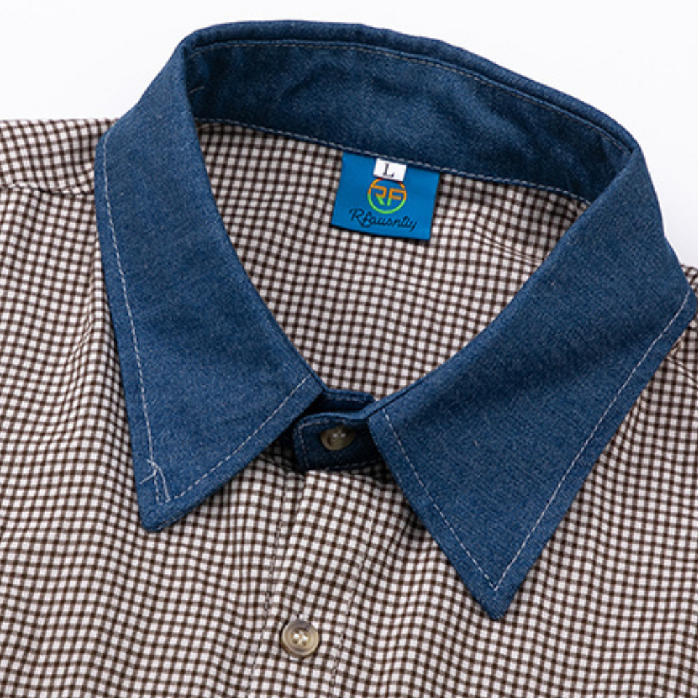 Retro Denim Collar Embroidered Shirt