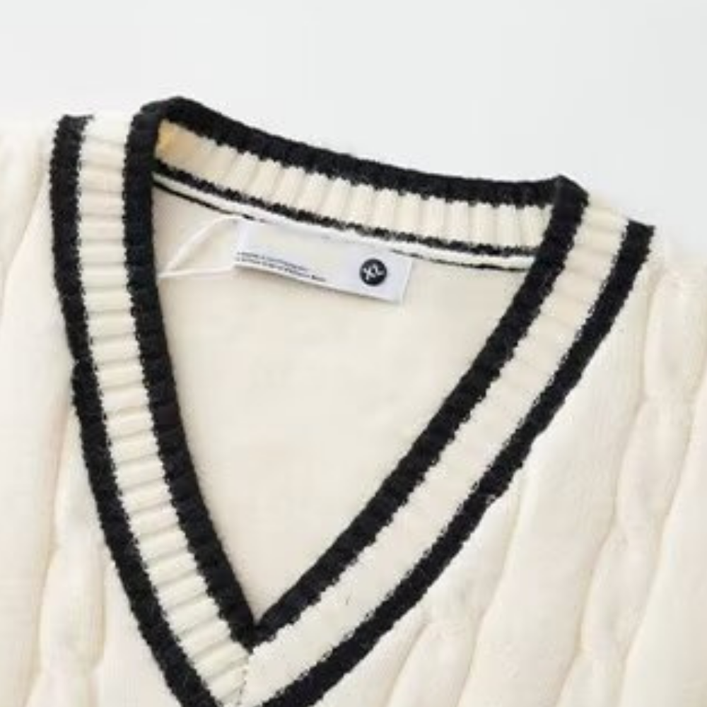 Casual V-Neck Cable Knit Vest