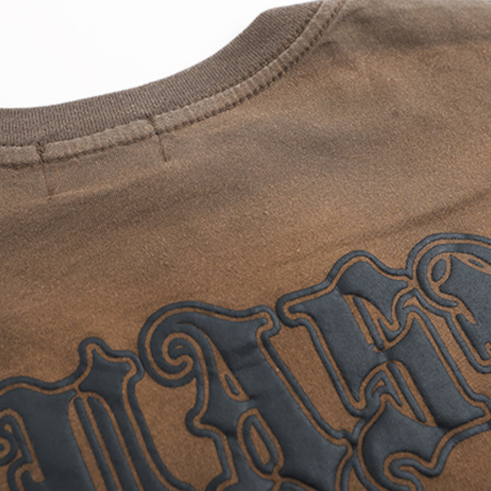 Retro 3D Gothic Lettering Washed T-shirt