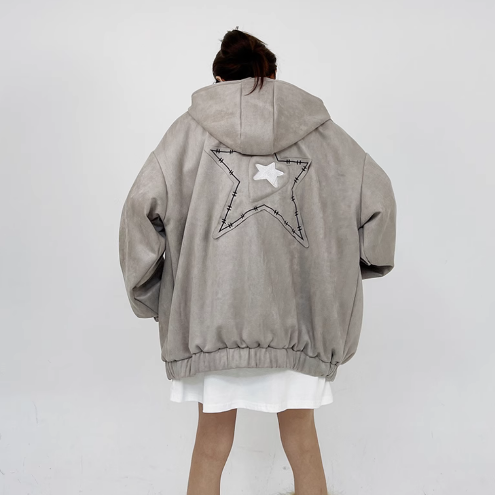 High Street Star Zip Design Hoodie