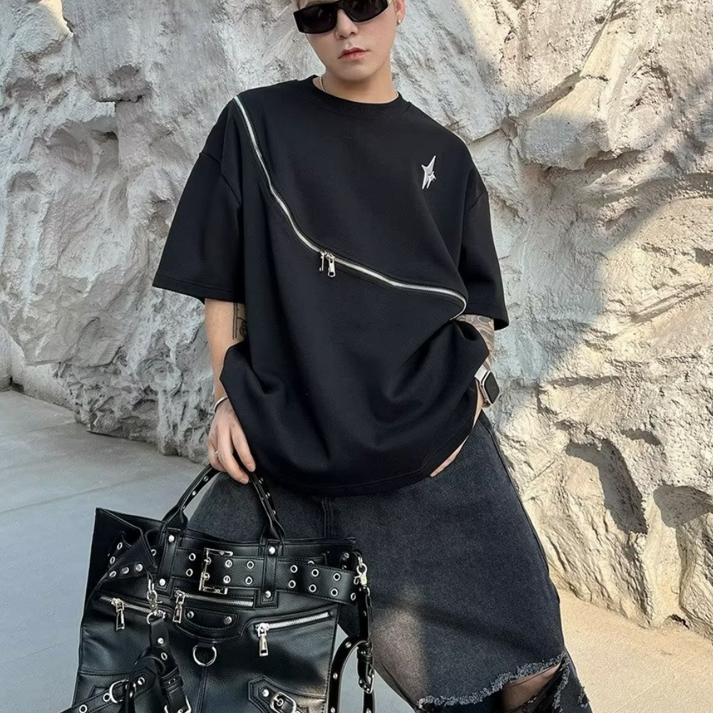 Urban Black Zip Soft T-shirt