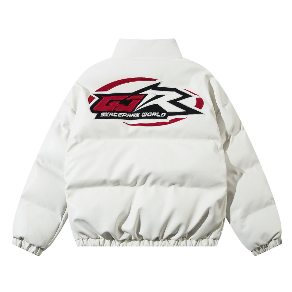 Motorcycle  Flame Letter Patch LeatherCoat