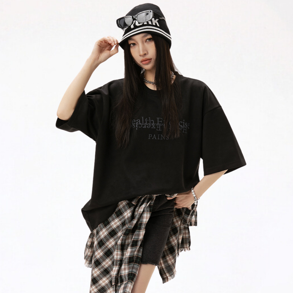 Suede Heavy Embroidery Suede T-Shirt