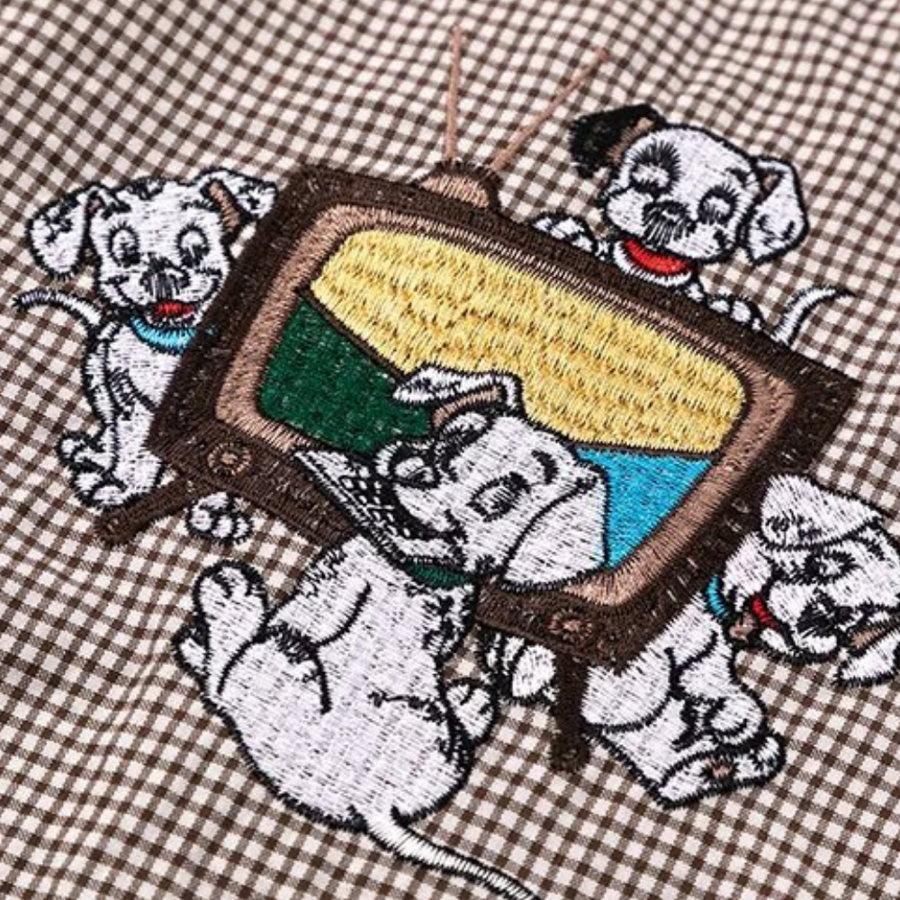 Retro Denim Collar Embroidered Shirt