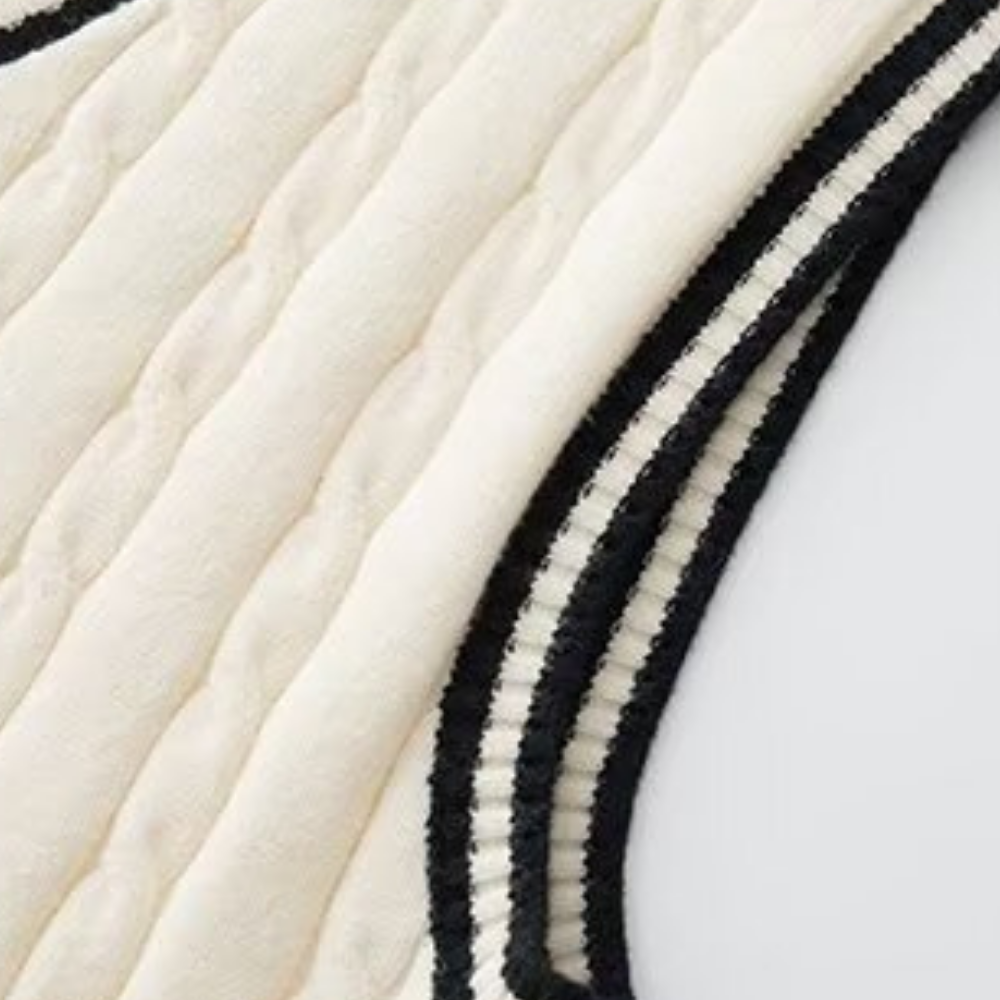 Casual V-Neck Cable Knit Vest