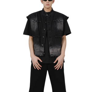 American Street Frayed Denim Vest