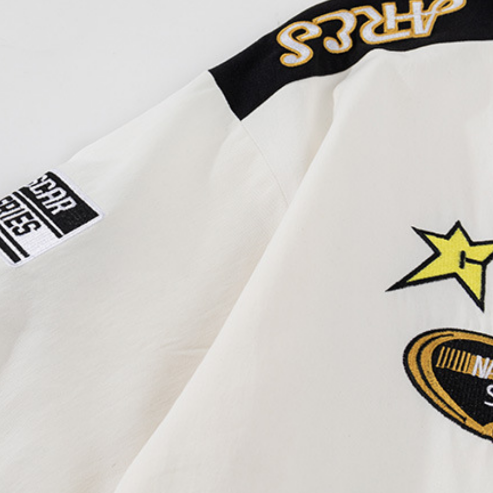 High Street Bold Pattern Graphic Biker Shirt