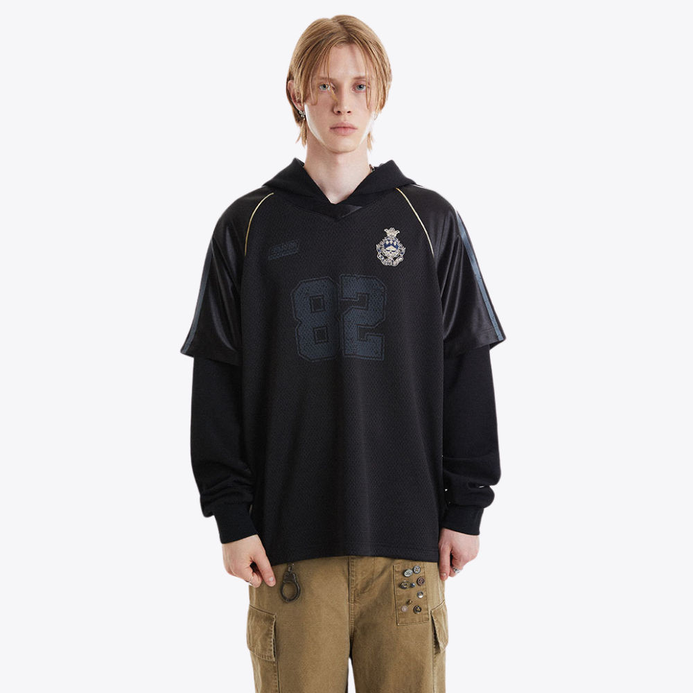 【MADE EXTREME】Sports Fake Two-Piece Hooded Sweatshirt