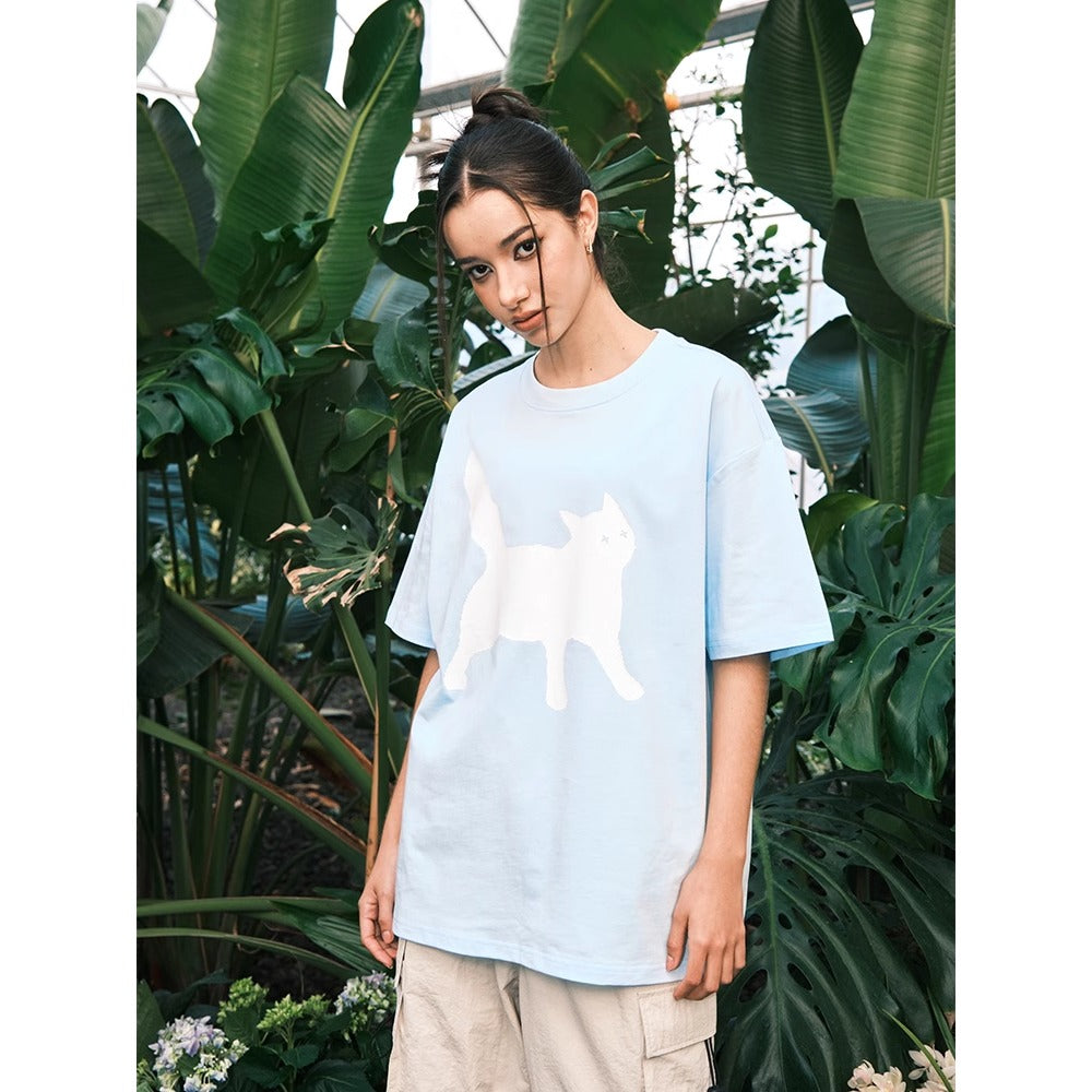 Street Philanthropist Cat Style Cat Print Short Sleeve