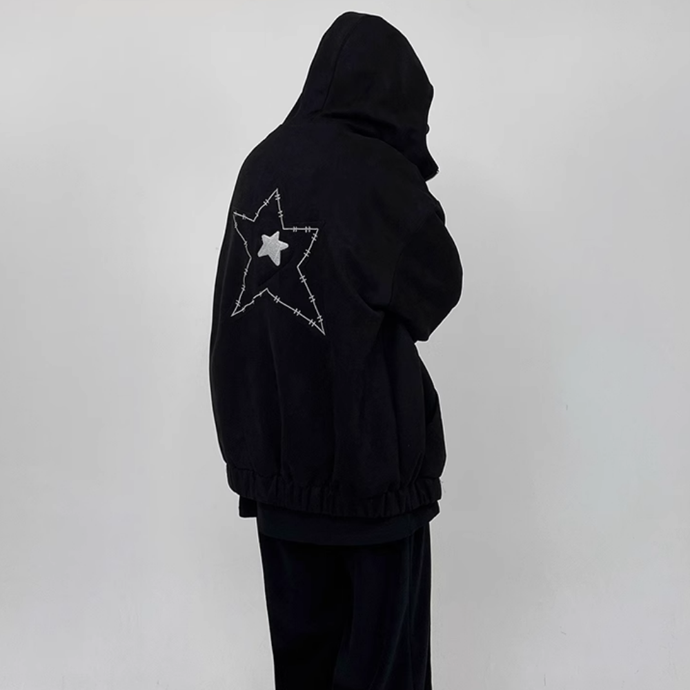 High Street Star Zip Design Hoodie