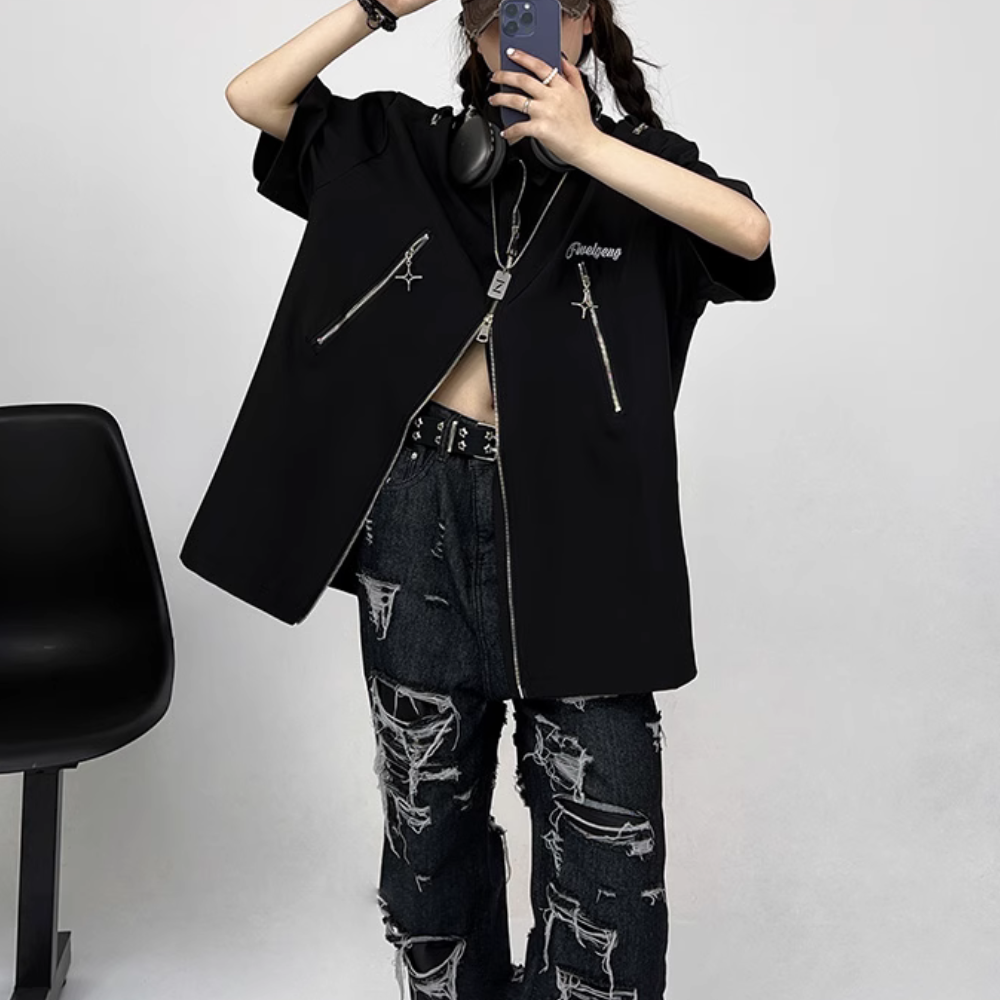 Street Plain Zip-Up Shirt