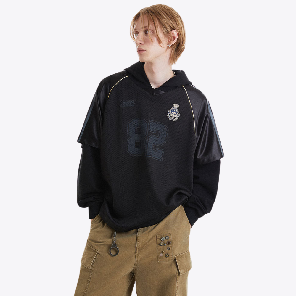 【MADE EXTREME】Sports Fake Two-Piece Hooded Sweatshirt