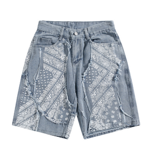 Street Cashew Panel Denim Shorts