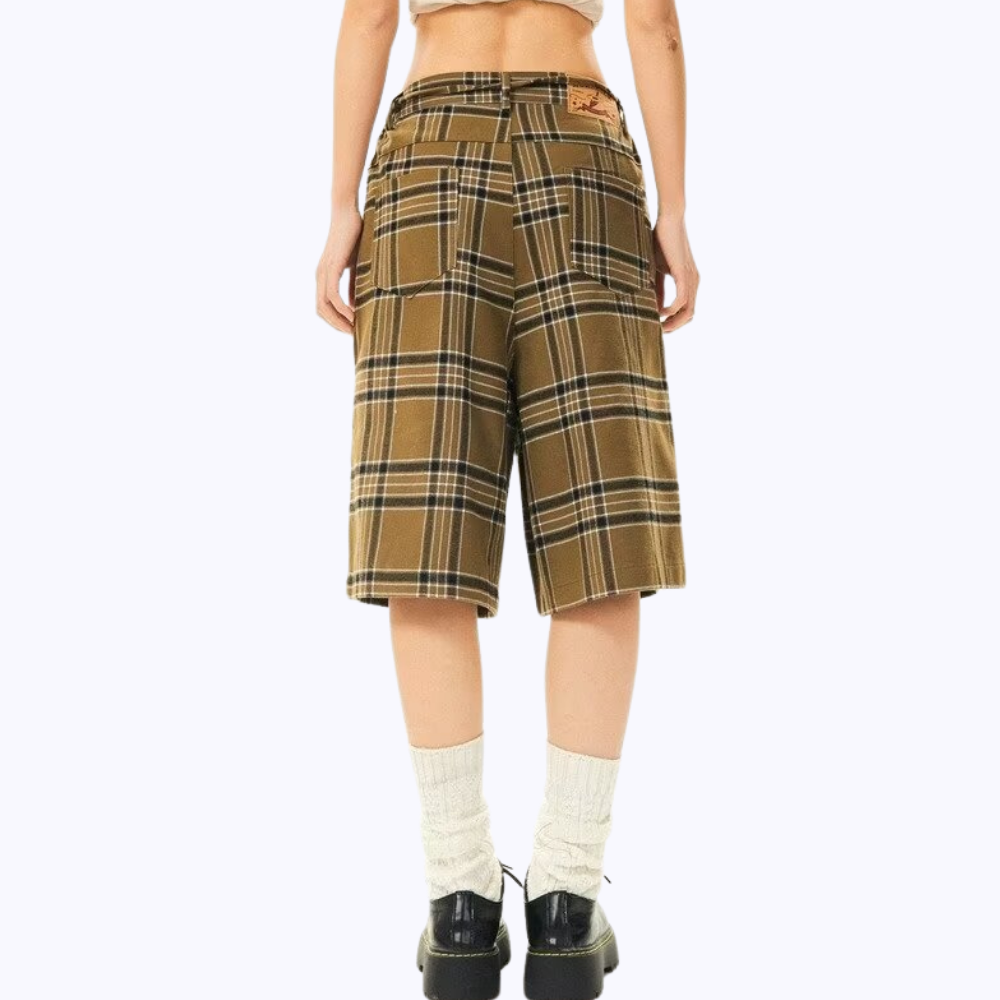 Retro Plaid Straight Shorts