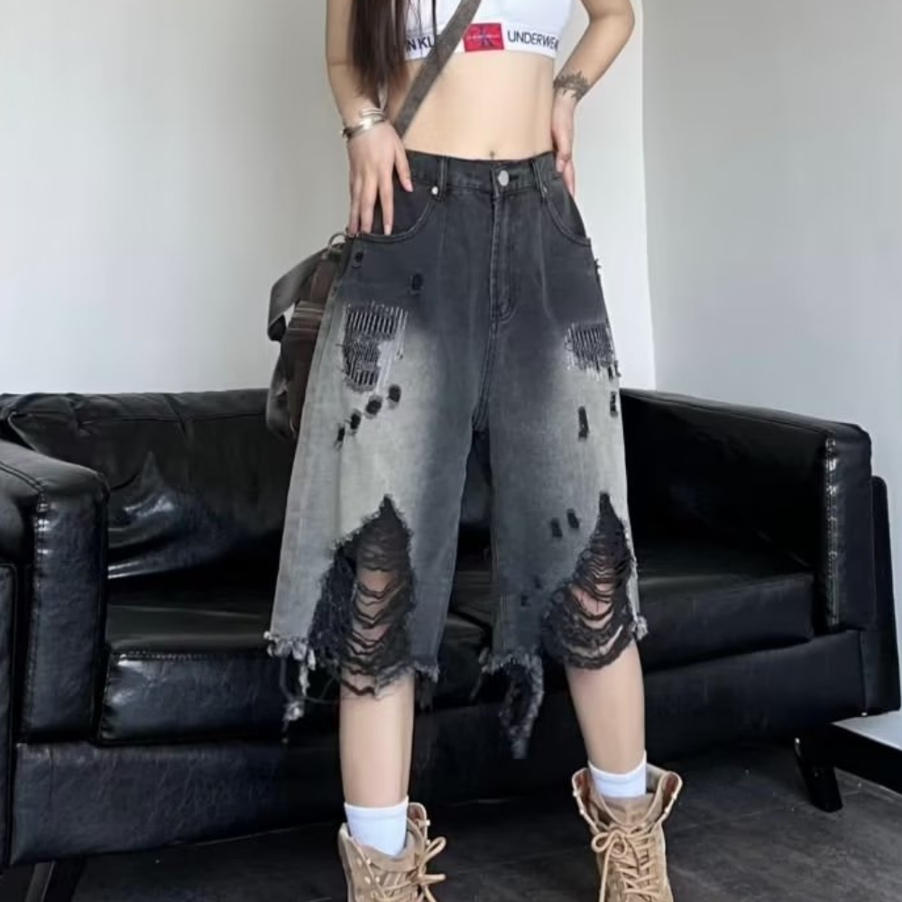 Women's High Street Holed Jorts