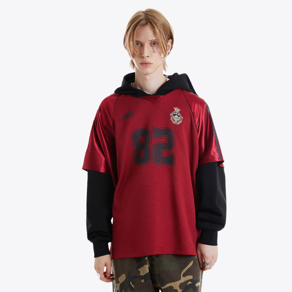 【MADE EXTREME】Sports Fake Two-Piece Hooded Sweatshirt