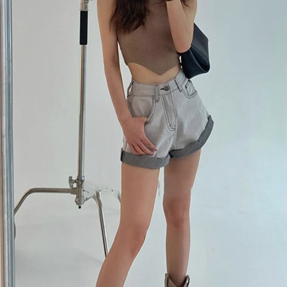 Women's Urban Loose Rolled Denim Shorts