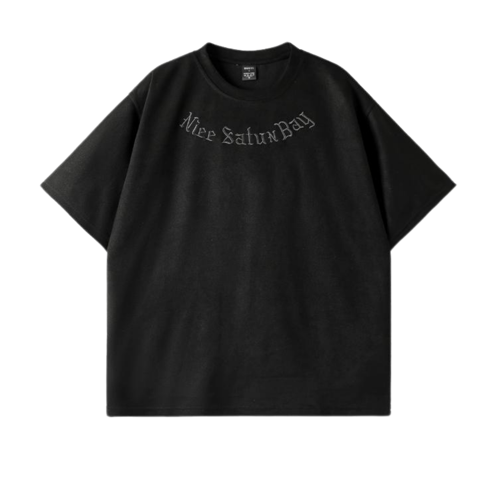 Suede Embroidered Letter T-Shirt