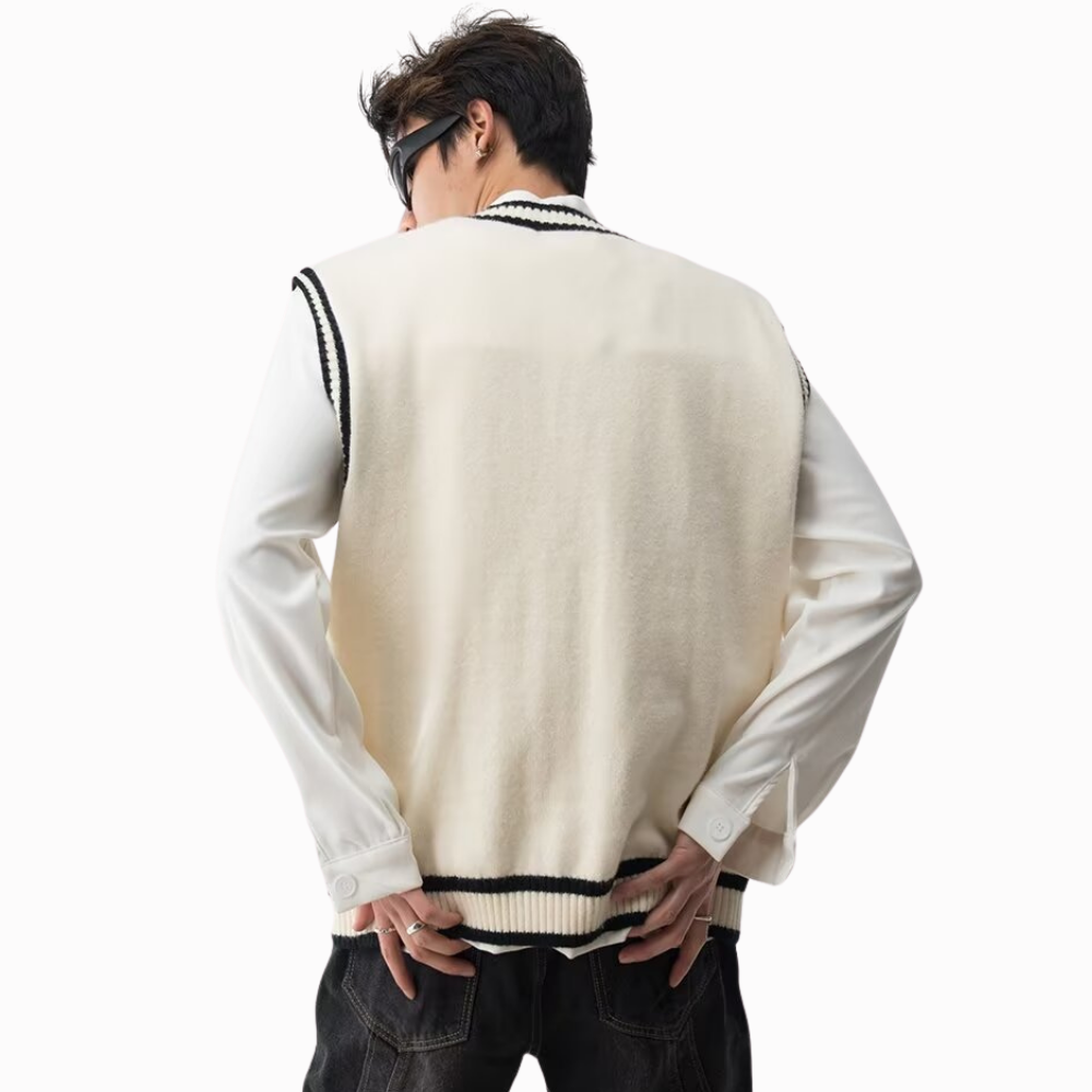 Casual V-Neck Cable Knit Vest