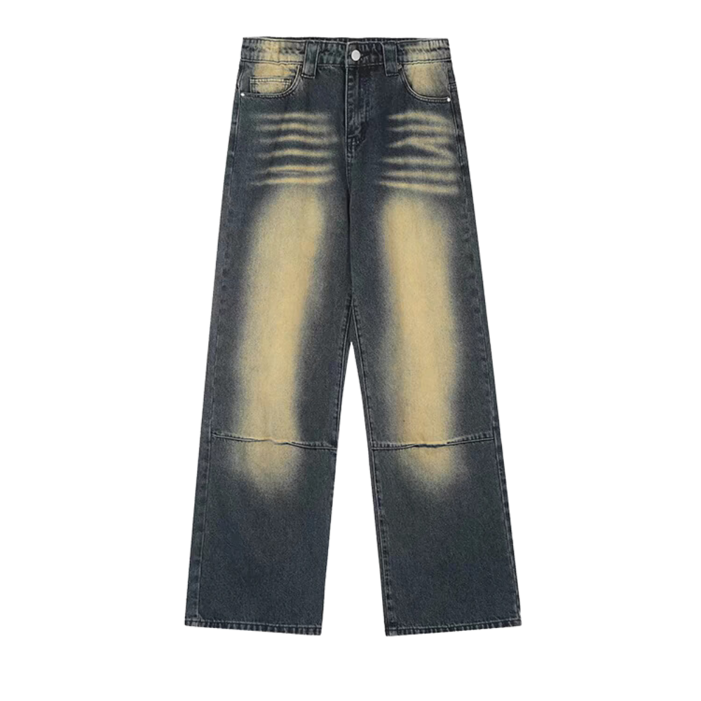 Distressed 3D Embroidered Whisker Jeans